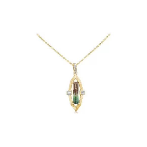 Kelley Collection Bi-Color Tourmaline & Diamond Pendant> Pendants
