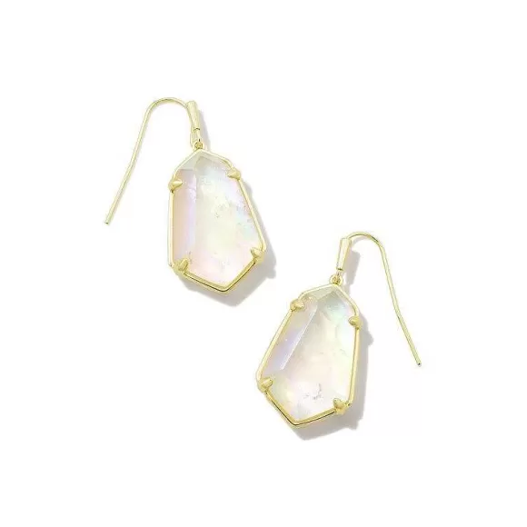 Kendra Scott Alexandria Drop Earrings Gold In Irdidescent Clear Rock Crystal> Earrings
