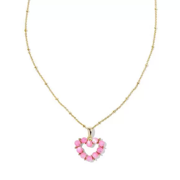 Kendra Scott Ashton Heart Short Pendant Gold In Blush Ivory Mother Of Pearl> Necklaces