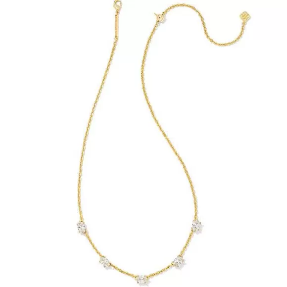 Kendra Scott Cailin Crystal Strand Necklace Gold In White Cz> Necklaces