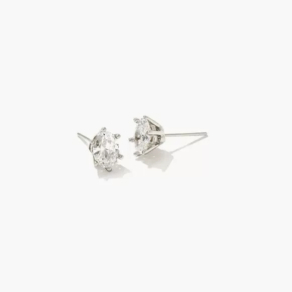 Kendra Scott Cailin Silver Crystal Stud Earrings In White Crystal> Earrings