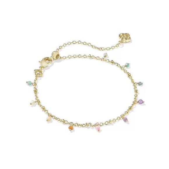 Kendra Scott Camry Beaded Delicate Chain Bracelet Gold In Pastel Mix> Bracelets