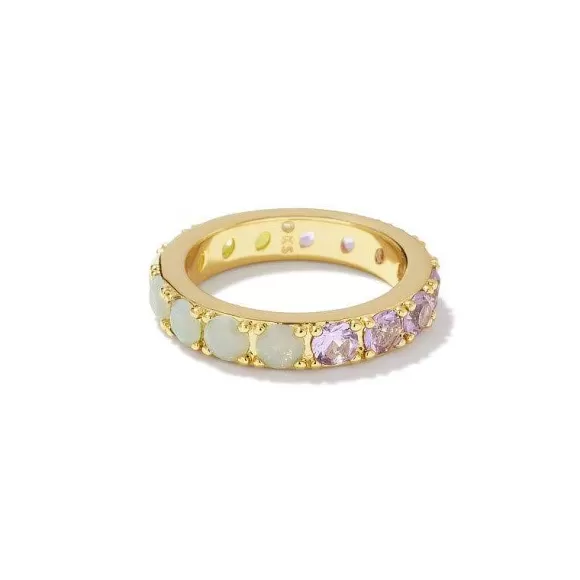 Kendra Scott Chandler Band Ring Gold In Green Lilac Mix - Size 7> Rings