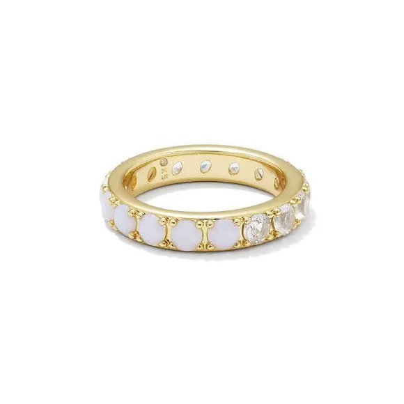 Kendra Scott Chandler Band Ring Gold In White Opalite Mix - Size 8> Rings