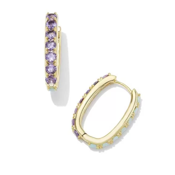Kendra Scott Chandler Hoop Earrings Gold In Green Lilac Mix> Earrings
