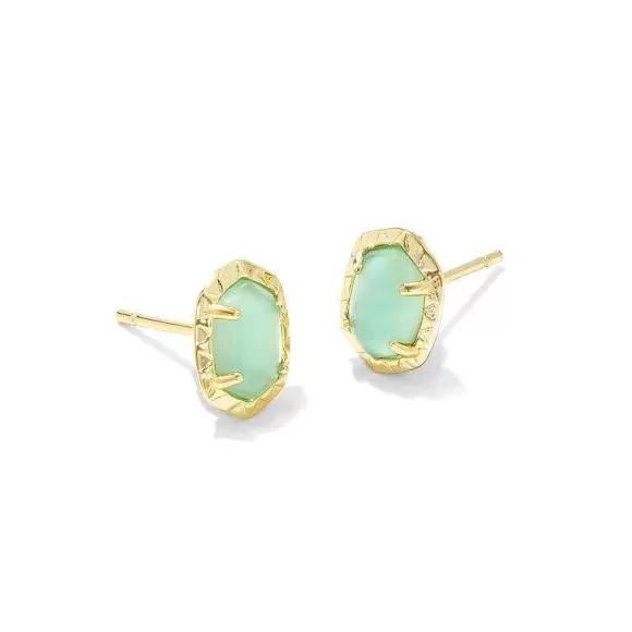 Kendra Scott Daphne Gold Stud Earrings In Light Greenn Mother-Of-Pearl> Earrings