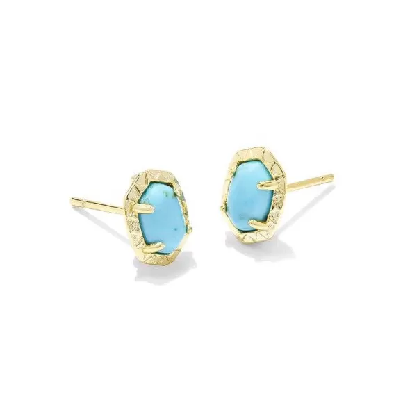 Kendra Scott Daphne Gold Stud Earrings In Variegated Turquoise Magnesite> Earrings