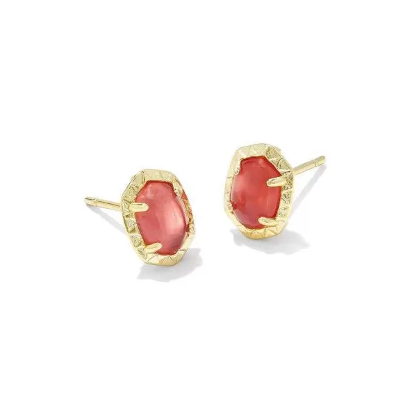 Kendra Scott Daphne Stud Earrings Gold In Coral Pink Mother Of Pearl> Earrings